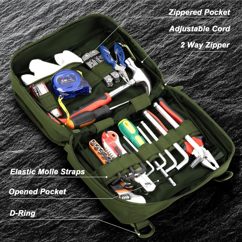 Jueachy Tactical Molle Pouch Large Admin Bag Utility Tool Pouches Molle Attachment EDC Pouches Expandable Molle Accessories Organizer Medical Pocket U.S.A Patch Included - Image 3
